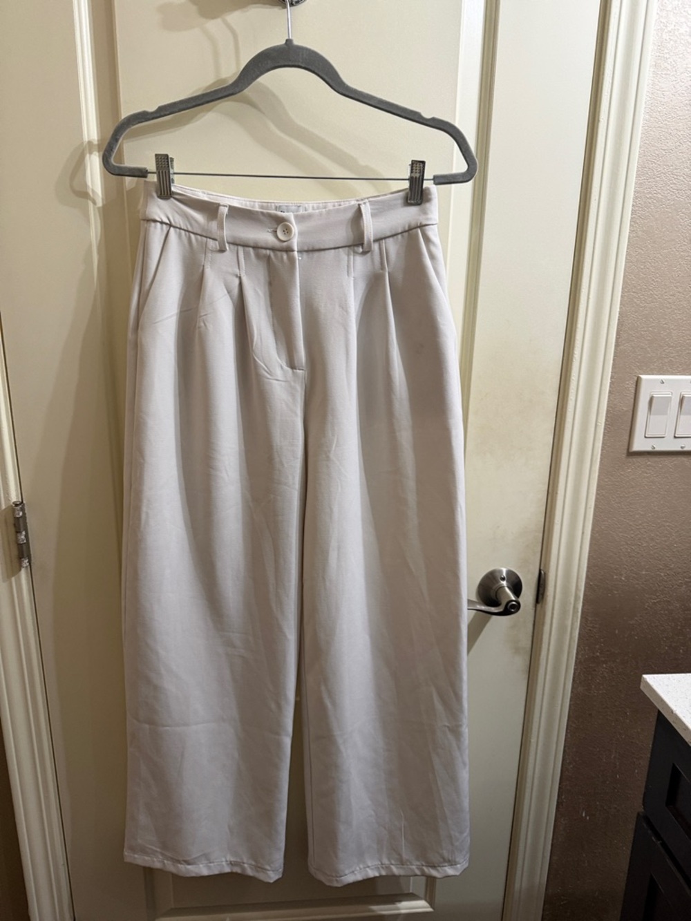 Princess Polly Cream Wide Leg Trousers